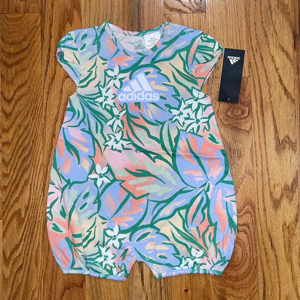 NEW Adidas Shortie baby colorful logo Summer Romper 24 M baby ONESIE